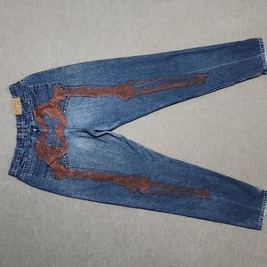 Vintage Lee Riders Custom Painted Upcycled Reworked Skeleton High Rise Mom Jeans